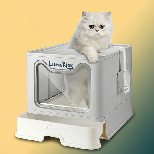 Kelvaro EasySlide™ | Large Enclosed Litter Box with Anti-Tracking Top Entry