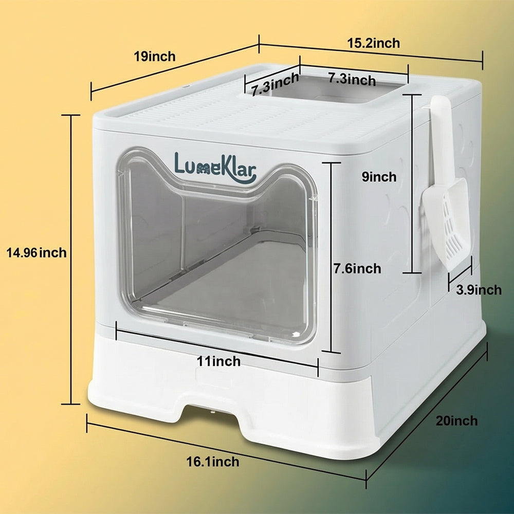 Kelvaro EasySlide™ | Large Enclosed Litter Box with Anti-Tracking Top Entry