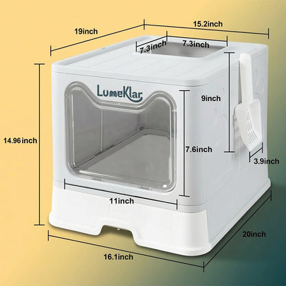 Kelvaro EasySlide™ | Large Enclosed Litter Box with Anti-Tracking Top Entry