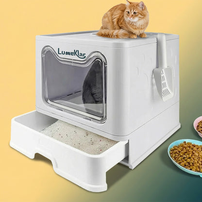 Kelvaro EasySlide™ | Large Enclosed Litter Box with Anti-Tracking Top Entry